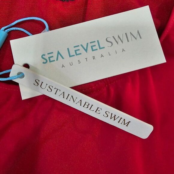 Sea Level Eco Essentials Red Keyhole Halter One-Piece Swimsuit Size 12 - Picture 12 of 13